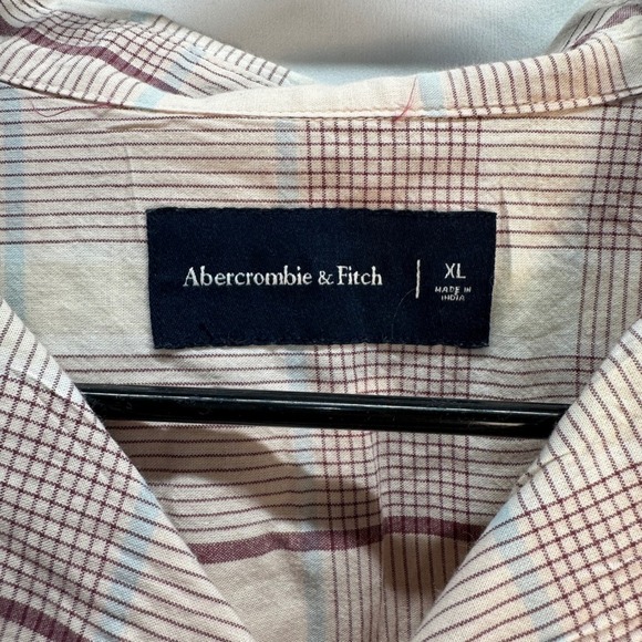 Lot Bundle 2 Abercrombie & Fitch XL Button Down Short Sleeve Shirt Floral Plaid - Picture 7 of 14